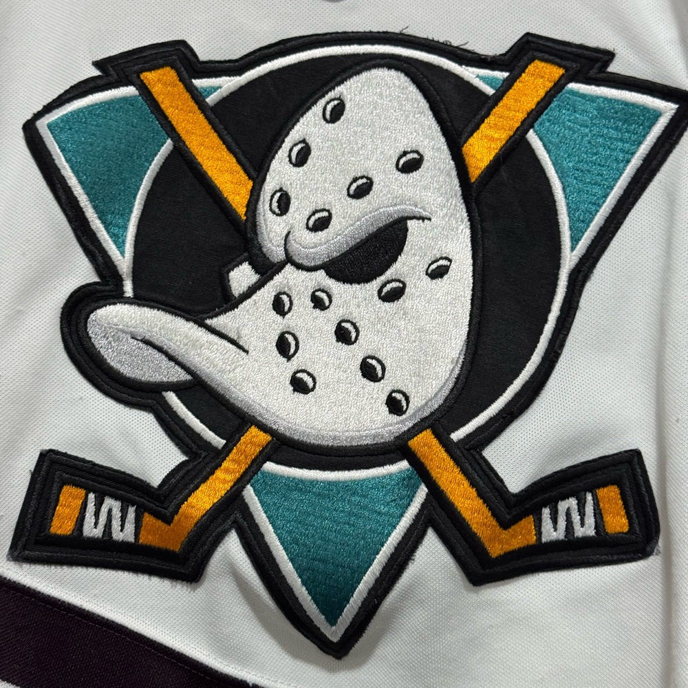 CCM Polyester Hockey Jersey Mighty Ducks size small. Pit equals 19.”, length 25” - Picture 3 of 6